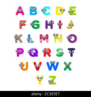 alphabet pour les enfants. lettre a-z. éducation drôle de dessin animé coloré image vecteur. Illustration de Vecteur