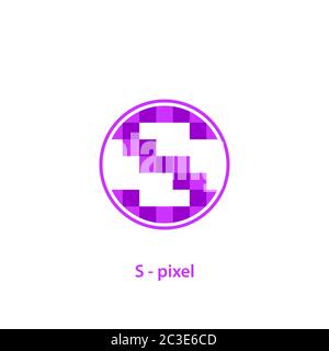 Logo S de la lettre initiale, concept de conception de pixel art, isolé sur fond blanc Illustration de Vecteur