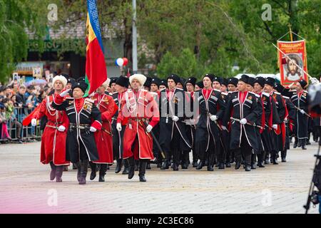 Anapa, Russie - 9 mai 2019 : Cosaques lors du défilé du 9 mai en Russie Anapa Banque D'Images