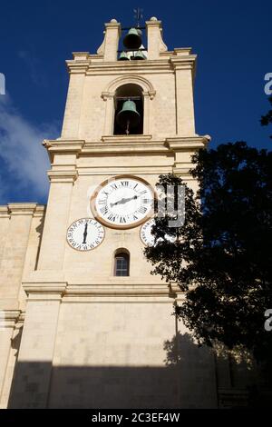 VALLETTA, MALTE - 31 décembre 2019 : vue extérieure de la co-cathédrale Saint-Jean de la Valette Banque D'Images