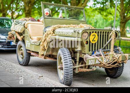 Jeep Willis rétro restauré de la guerre du Vietnam américain ou de la Seconde Guerre mondiale Banque D'Images