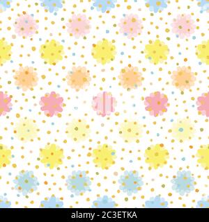 Motif fleuri géométrique abstrait vectoriel, motif à pois, pépinière, décoration pour enfants sur fond blanc. Un joli motif pour vos vacances. Arrière-plan nature. Imprimé, tissu, papeterie. Illustration de Vecteur