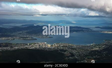 L'après-midi orageux shot de Hobart, du Mt Wellington Banque D'Images