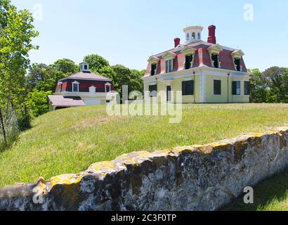 La maison et la grange Captain Perriman, à Eastham, Massachusetts, construite en 1868. Propriété de la Cape Cod National Seashore Banque D'Images