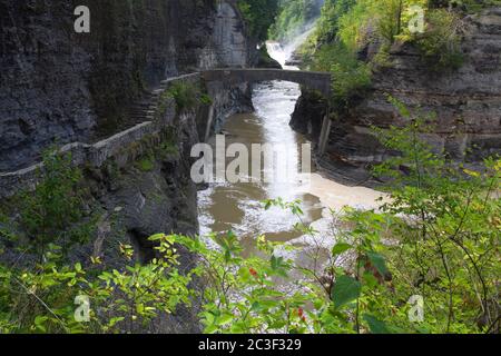 Lower Falls dans le parc national de Letchworth, Rochester, New York State, États-Unis Banque D'Images