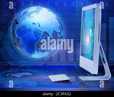 Écran d'ordinateur en concept d'affaires - 3D Rendering Banque D'Images