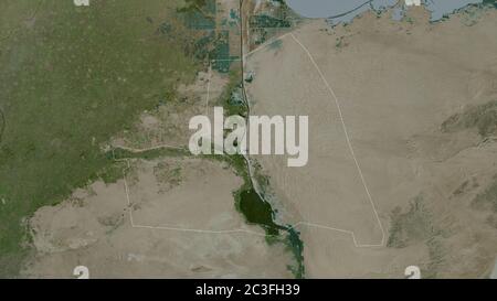 Al Isma, gouvernorat de l'Égypte. Imagerie satellite. Forme entourée par rapport à sa zone de pays. Rendu 3D Banque D'Images