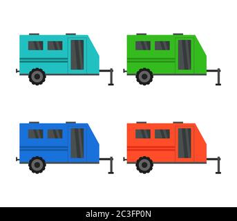 icône de camping-car illustrée dans le vecteur sur fond blanc Banque D'Images