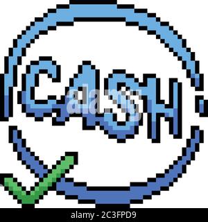 dessin animé isolé du logo vector pixel art cash Illustration de Vecteur