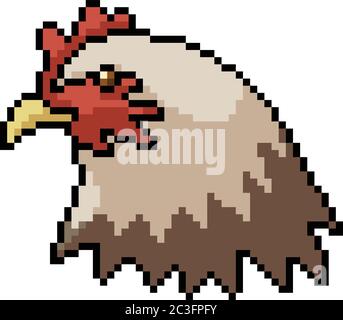 dessin animé isolé de poulet vector pixel art Illustration de Vecteur