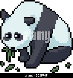 dessin animé isolé de vector pixel art panda Illustration de Vecteur