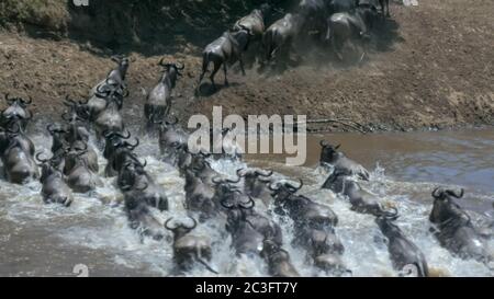 photo de longue exposition de la plus sauvage traversant la rivière mara Banque D'Images