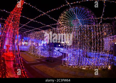 NAGASAKI, JAPON - 29 avril 2019 : huis Ten Bosch est un parc à thème à Nagasaki, Japon, qui affiche Banque D'Images