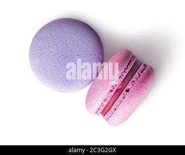 Deux vues de dessus rose-violet macaron Banque D'Images