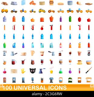 100 icônes universelles set. Cartoon illustration de 100 icônes universelles vector set isolé sur fond blanc Illustration de Vecteur
