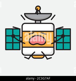 Illustration du joli personnage vecteur d'antenne satellite Mascot dans un style de conception plate Illustration de Vecteur
