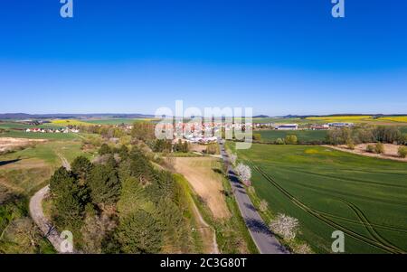 Vue aérienne Comté de Warnstedt Harz Banque D'Images