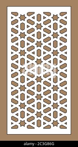 Panneau vectoriel de coupe lente. Décoration CNC, design jali, cloison intérieure. Panneau de découpe de lazer arabe et islamique Illustration de Vecteur