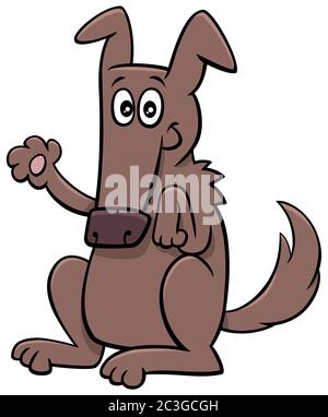 dessin animé chien drôle personnage animal agitant patte Banque D'Images