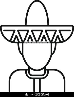 Icône d'avatar homme mexicain. Contour mexicain homme avatar icône vecteur pour la conception de Web isolé sur fond blanc Illustration de Vecteur