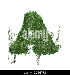 Lettre A créée de feuilles d'ivy vert - isolée sur fond blanc - illustration 3D Banque D'Images