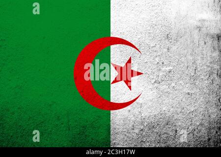 Drapeau national de la République démocratique populaire d'Algérie. Fond Grunge Banque D'Images