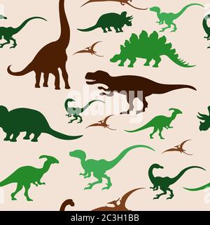 Motif sans couture avec silhouettes de dinosaures. Illustration vectorielle sur le sujet de la paléontologie. Illustration de Vecteur