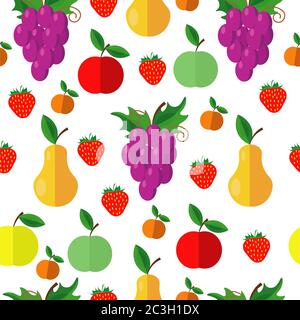 Motif de fruits et de baies sans couture. Illustration vectorielle sur le thème de l'alimentation. Illustration de Vecteur