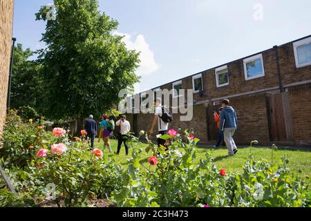 Personnes participant à une visite du jardin du domaine Cressingham Gardens dans le sud de Londres, en Angleterre. Photo de Sam Mellish. Banque D'Images