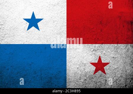 Drapeau national de la République du Panama. Fond Grunge Banque D'Images