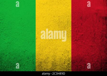 Drapeau national de la République du Mali. Fond Grunge Banque D'Images
