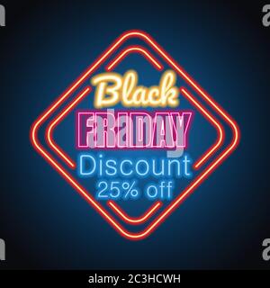 solde du vendredi fou avec effet de signe néon pour l'événement du vendredi fou. illustration vectorielle Illustration de Vecteur