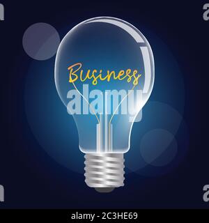 BUSINESS Word business en ampoule, concept d'entreprise créatif, illustration vectorielle Illustration de Vecteur