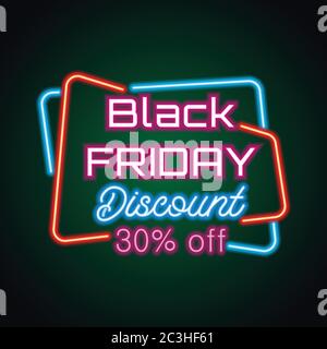 solde du vendredi fou avec effet de signe néon pour l'événement du vendredi fou. illustration vectorielle Illustration de Vecteur