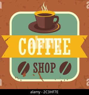tasse de café avec grains de café pour affiche vintage de café. illustration vectorielle Illustration de Vecteur