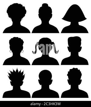 jeu de 9 silhouettes de têtes, mugshots anonyme, illustration vectorielle Illustration de Vecteur