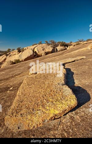 Granit exfolié couches à la coupole principale de Enchanted Rock en montagne près de Fredericksburg, au Texas, USA Banque D'Images