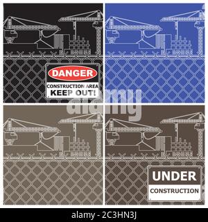 Illustration vectorielle stylisée sur la construction thématique dans différentes couleurs Illustration de Vecteur