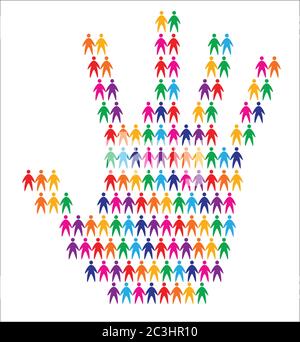 Imprimé à la main avec des pictogrammes colorés de personnes en arrière-plan, illustration vectorielle abstraite Illustration de Vecteur