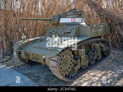 Le char américain M3 Stuart est exposé à Pacific combat zone au National Museum of the Pacific War à Fredericksburg, Texas, États-Unis Banque D'Images