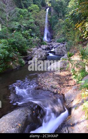 La chute d'eau Gitgit est une cascade sur Bali, en Indonésie. La cascade Gitgit est composée de trois cascades de différentes hauteurs. Banque D'Images