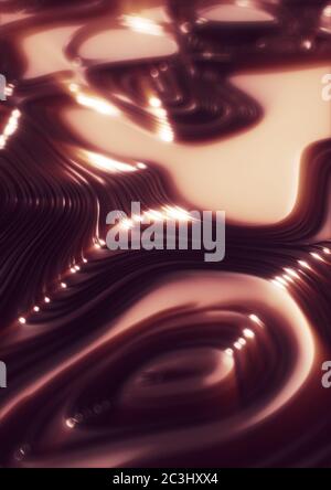rendu 3d de fils métalliques chauds et brillants réfléchissants abstraits, faible profondeur de champ Banque D'Images