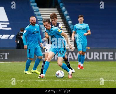 LONDRES, Royaume-Uni, JUIN 20: Le Max Bird du comté de Derby pendant le championnat EFL Sky Bet entre Millwall et le comté de Derby au Den Stadium, Londres le 20 juin 2020 crédit: Action Foto Sport/Alay Live News Banque D'Images