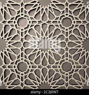 Arrière-plan avec 3d sans couture modèle de style islamique . , ornement géométrique arabe est , motif persan . Illustration de Vecteur