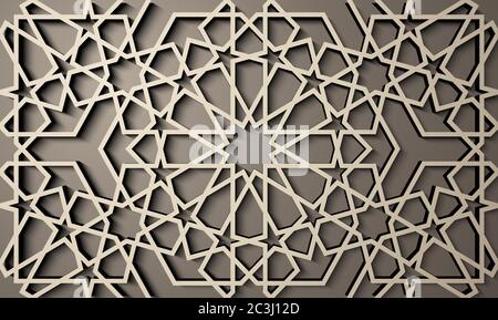 Arrière-plan avec 3d sans couture modèle de style islamique . , ornement géométrique arabe est , motif persan . Illustration de Vecteur