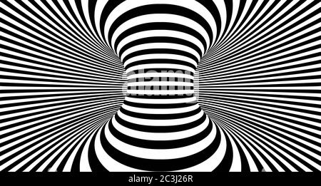 Arrière-plan lignes d'illusion optique. Illusions abstraites en 3d noir et blanc. Conception conceptuelle de l'illusion optique .10 illustration Banque D'Images