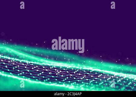 Big la visualisation de données. Contexte .3d connexion Big data l'arrière-plan. La technologie cybernétique Ai tech wire futuriste de visualisation de données réseau filaire Banque D'Images