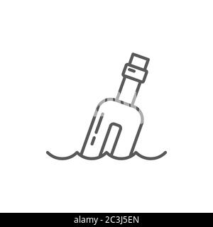 Message dans le symbole d'icône vecteur de bouteille isolé sur fond blanc Illustration de Vecteur