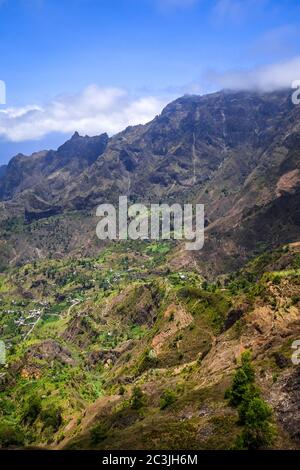 Paul Valley paysage dans l'île de Santo Antao, Cap-Vert, Afrique Banque D'Images