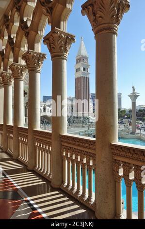 LAS VEGAS, NV -6 JUIN 2020 - vue extérieure sur la journée de Las Vegas, un hôtel de luxe et casino, situé à Las Vegas, Nevada, une réplique de Venise, Banque D'Images